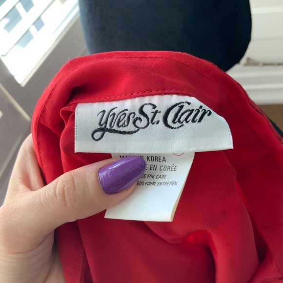 Vintage 80’S YVES ST. CLAIR Red & Black Long Sleeve Blouse Women’s Size Large - Picture 6 of 14